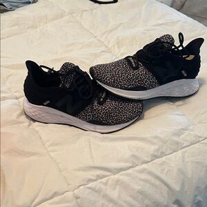 New Balance Women's Black and Leopard Print Sneakers